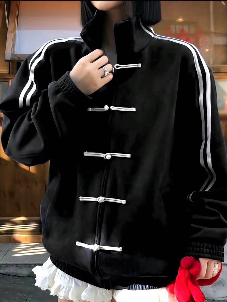 Striped Button Chinese Jacket