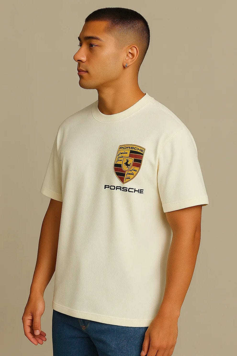 Porsche White Oversized T-Shirt – Premium Racing Streetwear