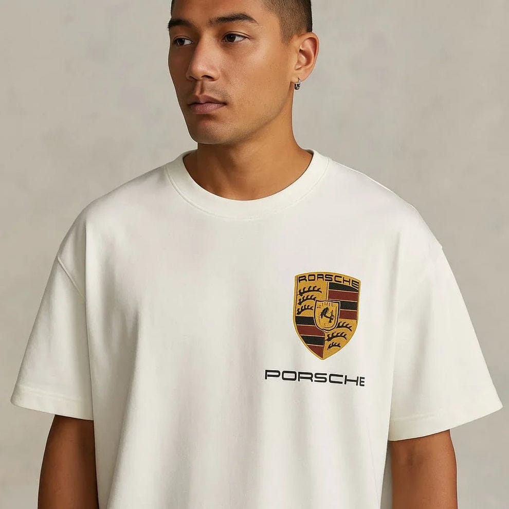 Porsche White Oversized T-Shirt – Premium Racing Streetwear