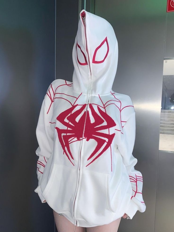 White  Spider man Hoodie