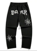 Dark Black Aesthetic Spider Web Oversized Sweatpants