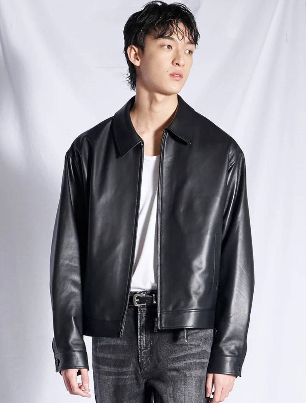 Men's Black Faux Leather Biker Style Jacket – Regular Fit