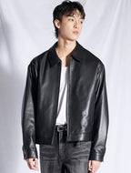 Men's Black Faux Leather Biker Style Jacket – Regular Fit