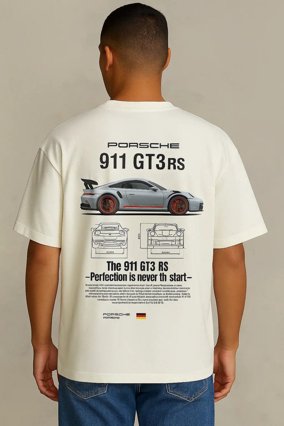 Porsche White Oversized T-Shirt – Premium Racing Streetwear