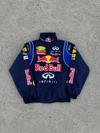 : Red Bull Racing Infiniti F1 Motorsport Bomber Jacket – Navy Blue Sponsor Logo Zip-Up