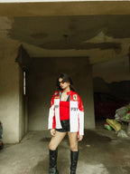 Vintage Ferrari Racing Jacket – Red & White Motorsport F1 Streetwear Zip-Up