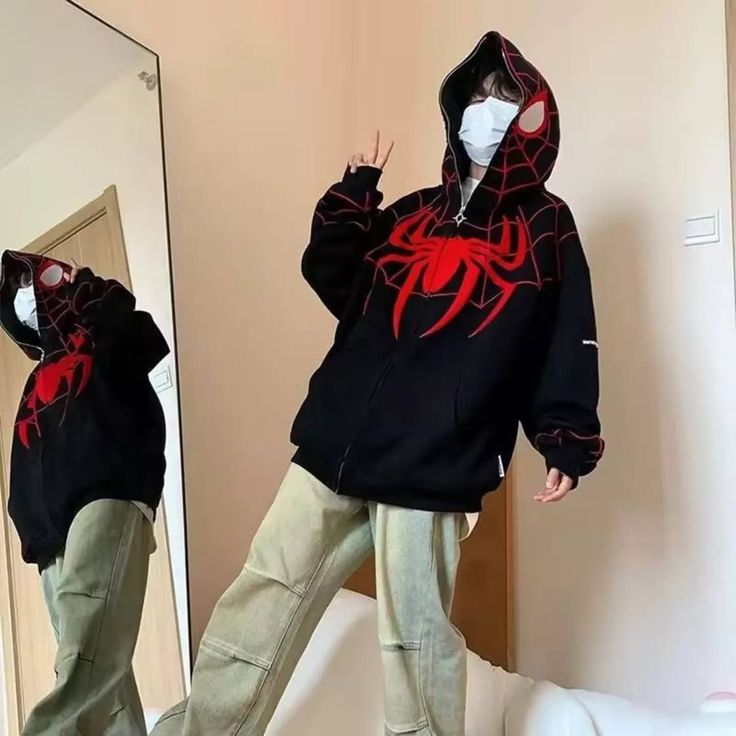 Spiderman Black Hoodie – Marvel Inspired Oversized Streetwear Hoodie for Men & Women
