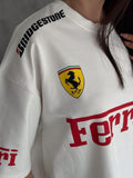 Ferrari Racing Logo Oversized White T-Shirt for men and women