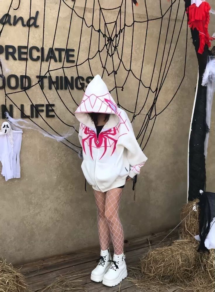 White  Spider man Hoodie