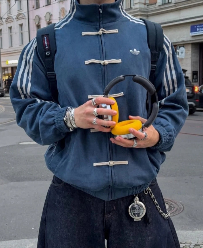 CNY_ inspired premium navy blue suede jacket