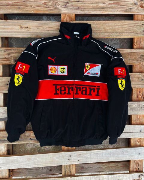 Black Ferrari F1 Racing Jacket – Premium Motorsport Streetwear