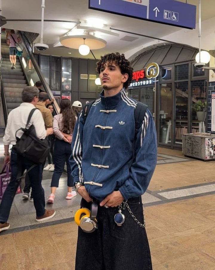 CNY_ inspired premium navy blue suede jacket